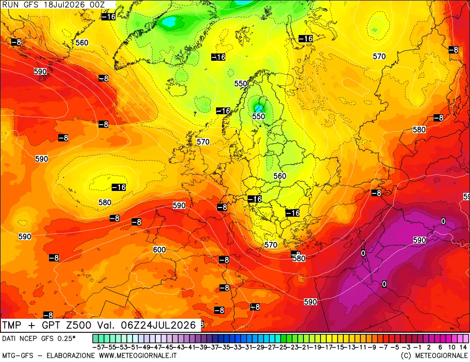 mappa 500 hPa Temp + GPT
