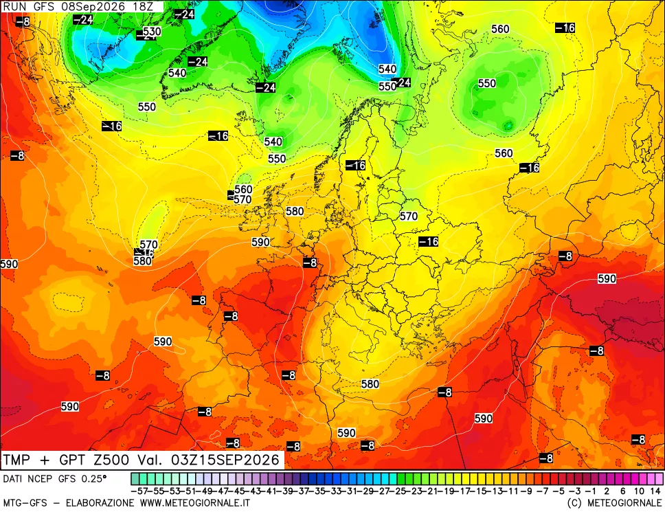 mappa 500 hPa Temp + GPT