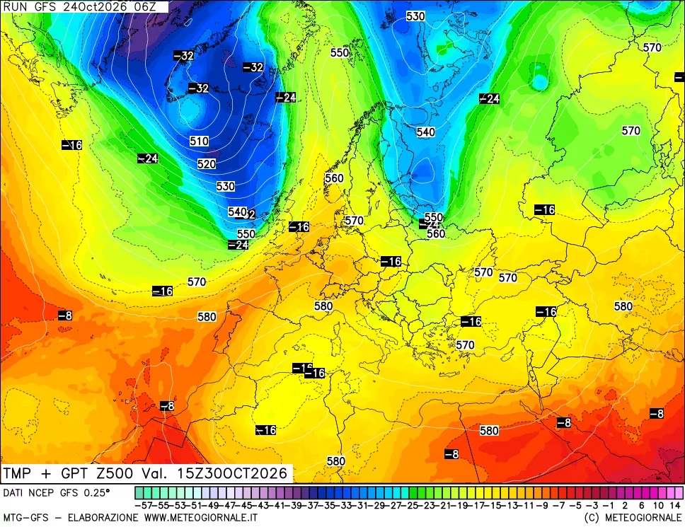 mappa 500 hPa Temp + GPT