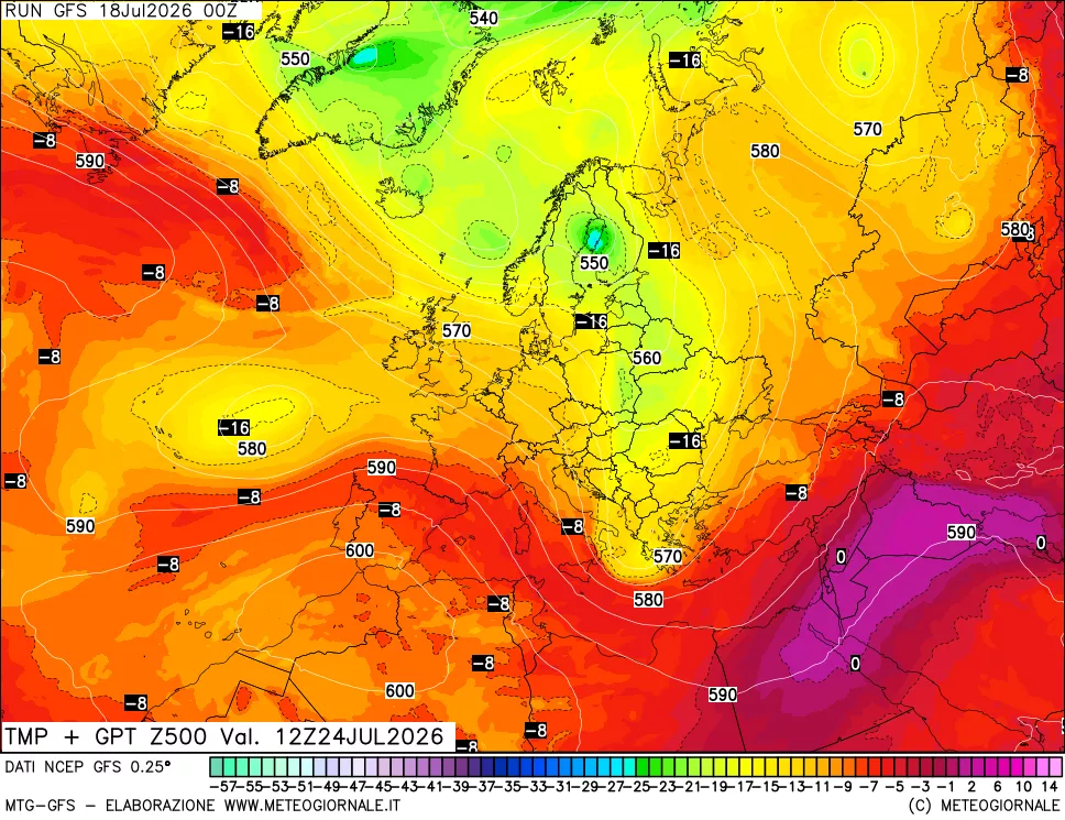 mappa 500 hPa Temp + GPT