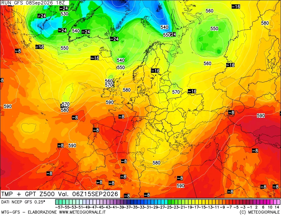 mappa 500 hPa Temp + GPT