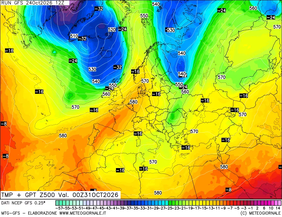 mappa 500 hPa Temp + GPT