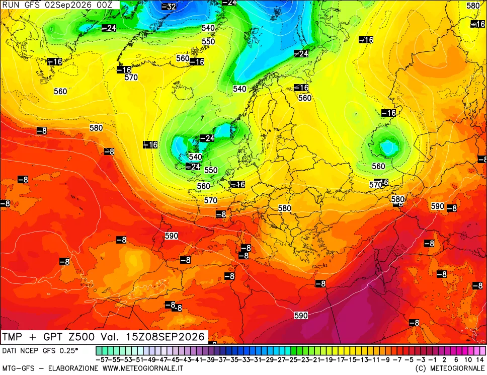 mappa 500 hPa Temp + GPT