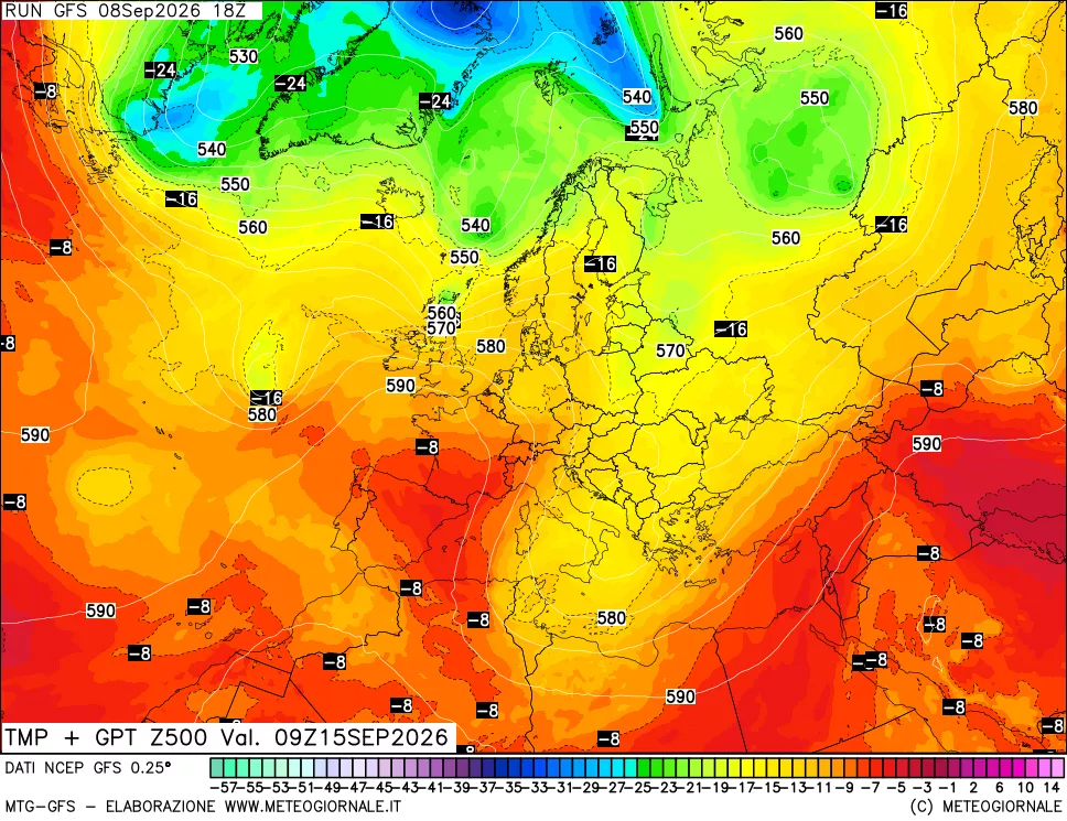 mappa 500 hPa Temp + GPT