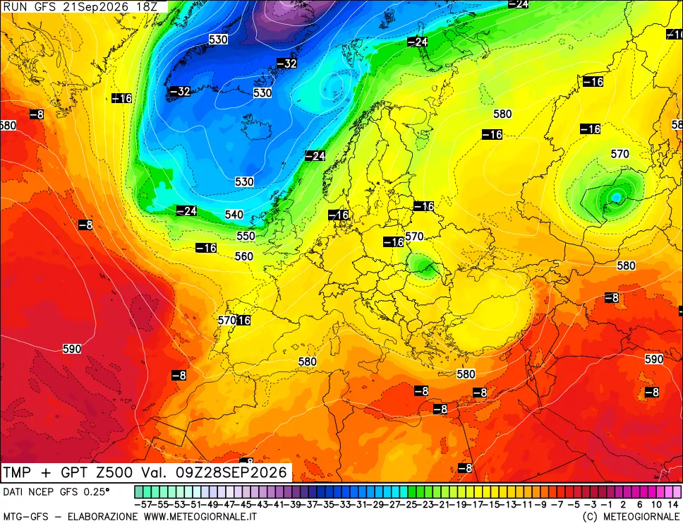 mappa 500 hPa Temp + GPT