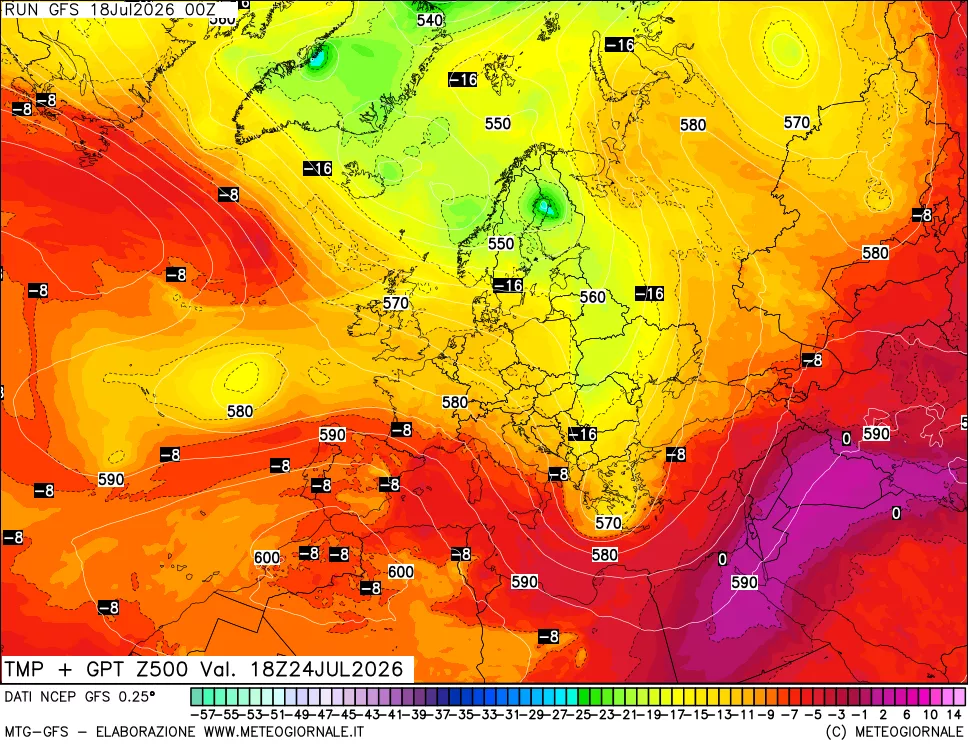 mappa 500 hPa Temp + GPT