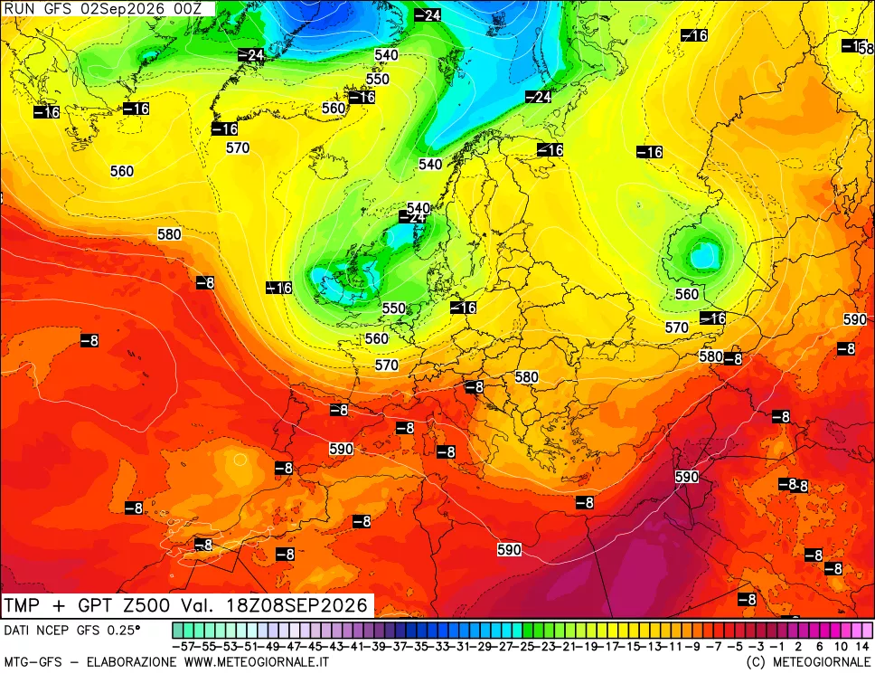 mappa 500 hPa Temp + GPT