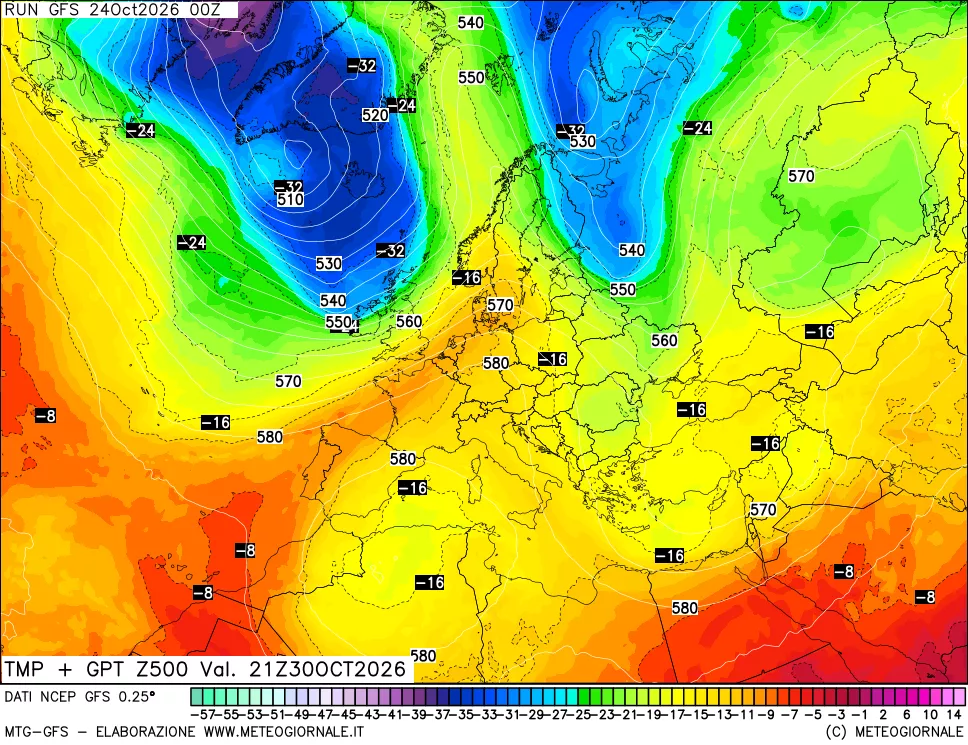 mappa 500 hPa Temp + GPT