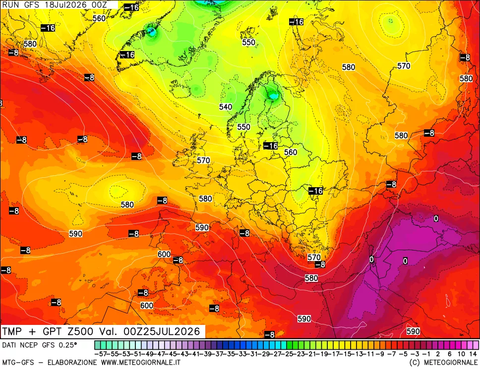 mappa 500 hPa Temp + GPT