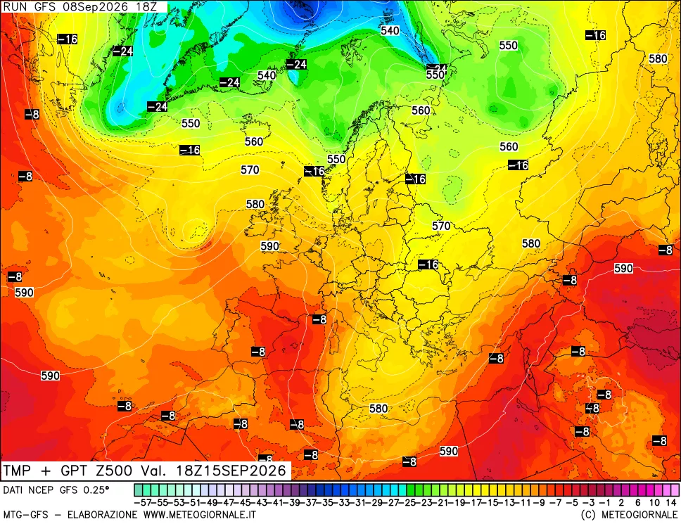 mappa 500 hPa Temp + GPT