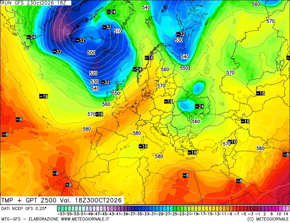 mappa 500 hPa Temp + GPT
