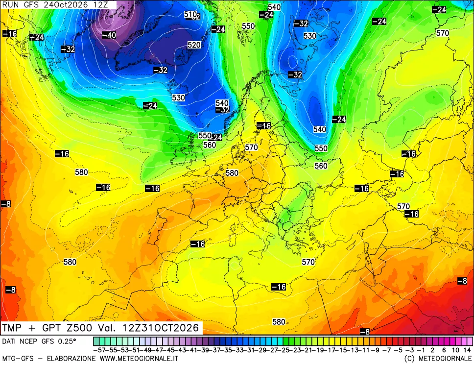 mappa 500 hPa Temp + GPT
