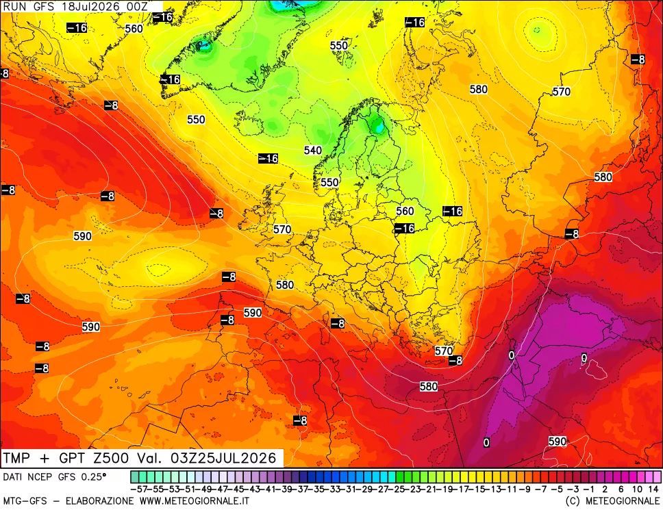 mappa 500 hPa Temp + GPT