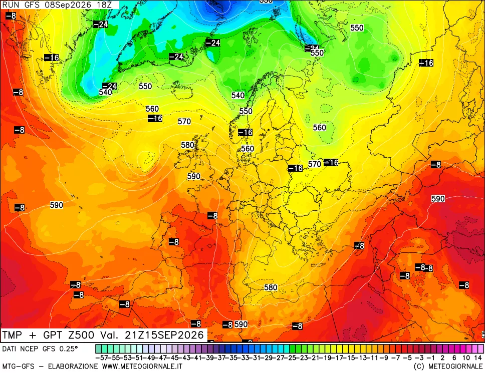 mappa 500 hPa Temp + GPT
