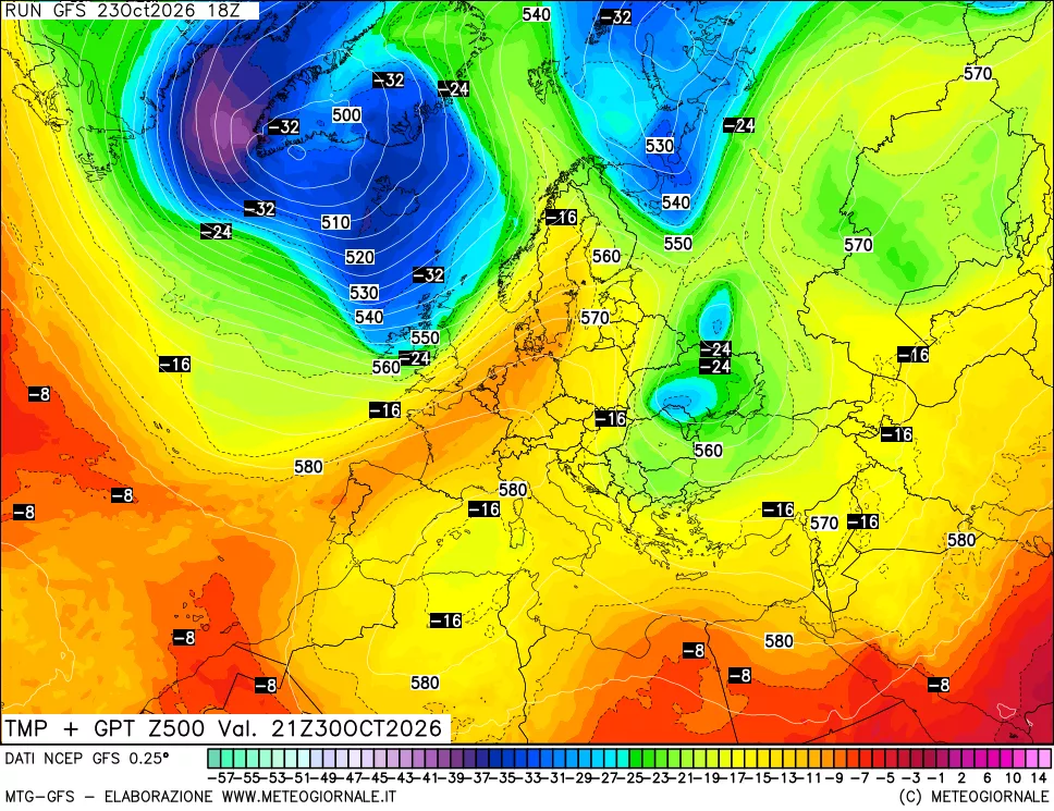 mappa 500 hPa Temp + GPT