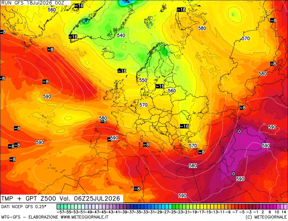 mappa 500 hPa Temp + GPT