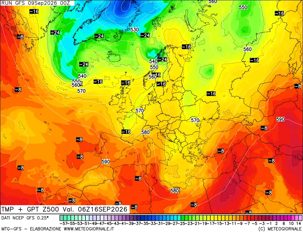 mappa 500 hPa Temp + GPT