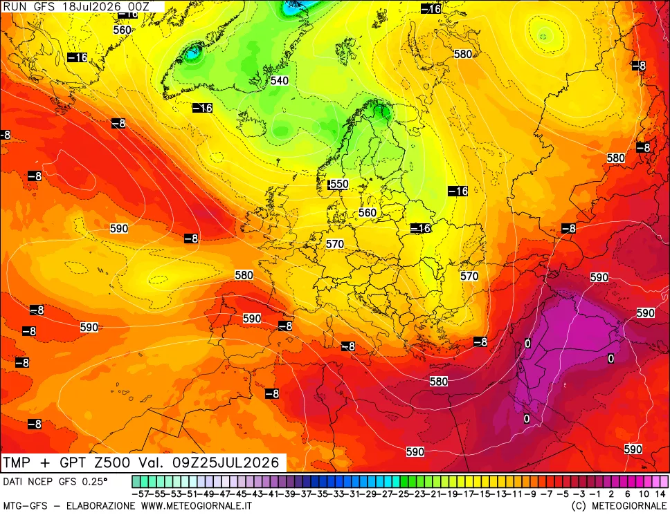 mappa 500 hPa Temp + GPT