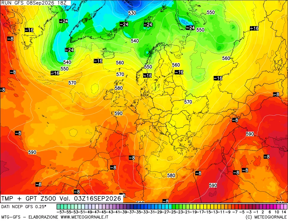 mappa 500 hPa Temp + GPT