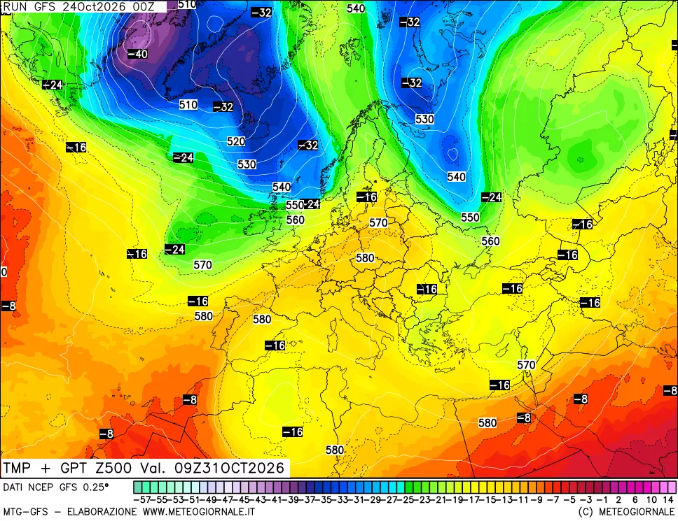 mappa 500 hPa Temp + GPT