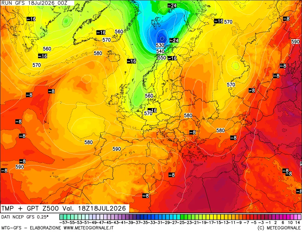 mappa 500 hPa Temp + GPT