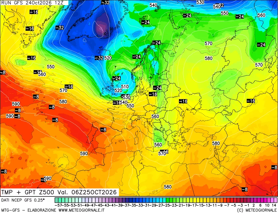 mappa 500 hPa Temp + GPT