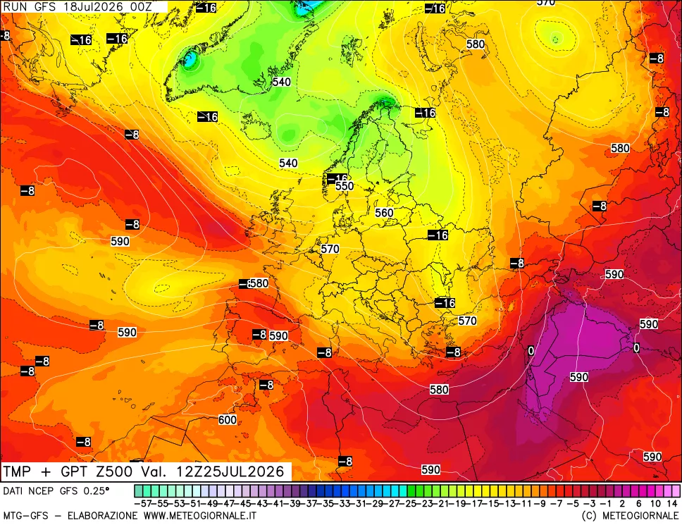 mappa 500 hPa Temp + GPT