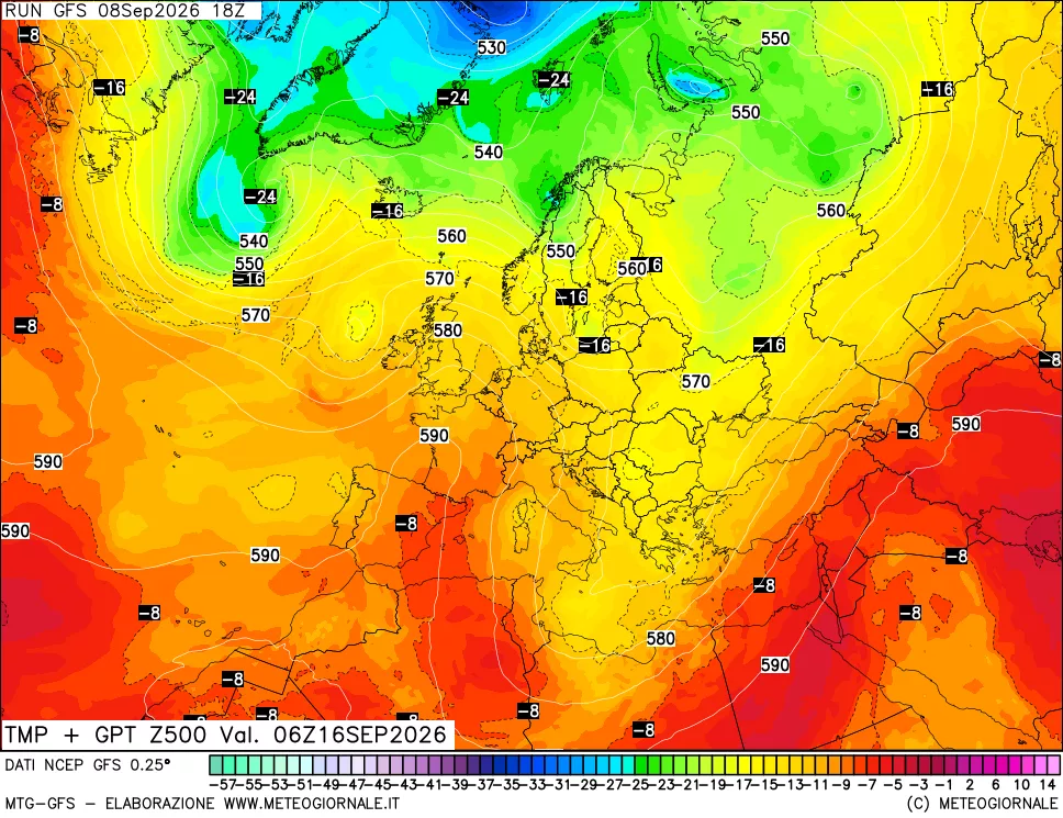 mappa 500 hPa Temp + GPT