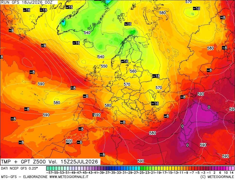 mappa 500 hPa Temp + GPT