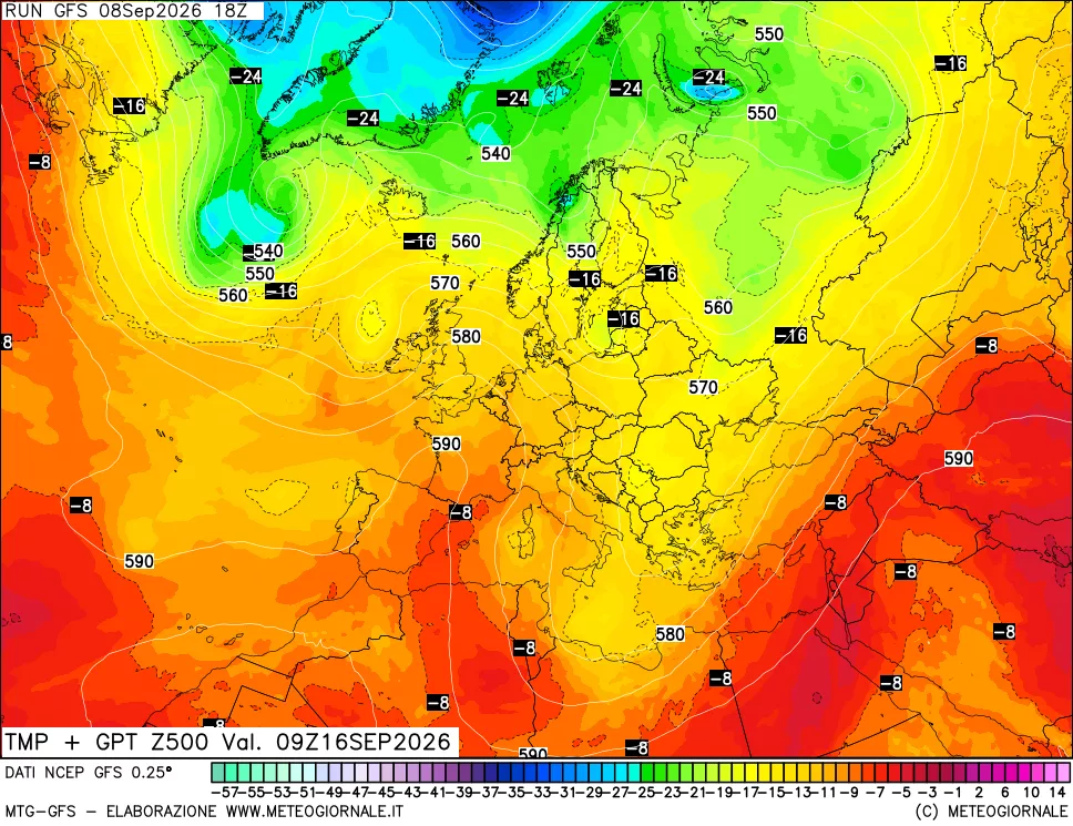 mappa 500 hPa Temp + GPT