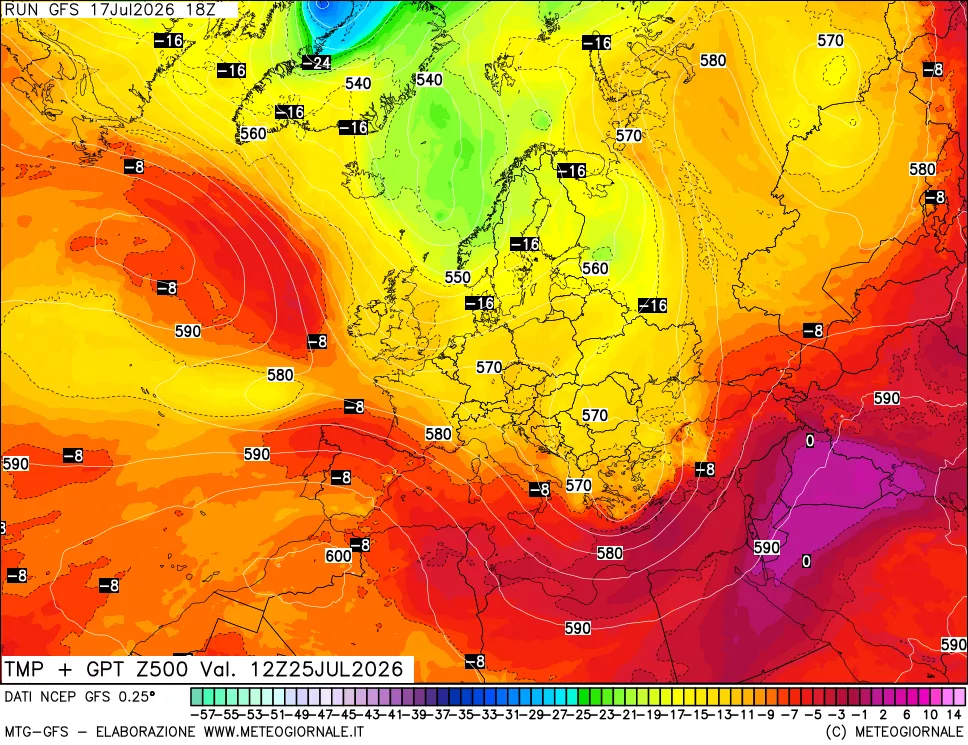 mappa 500 hPa Temp + GPT