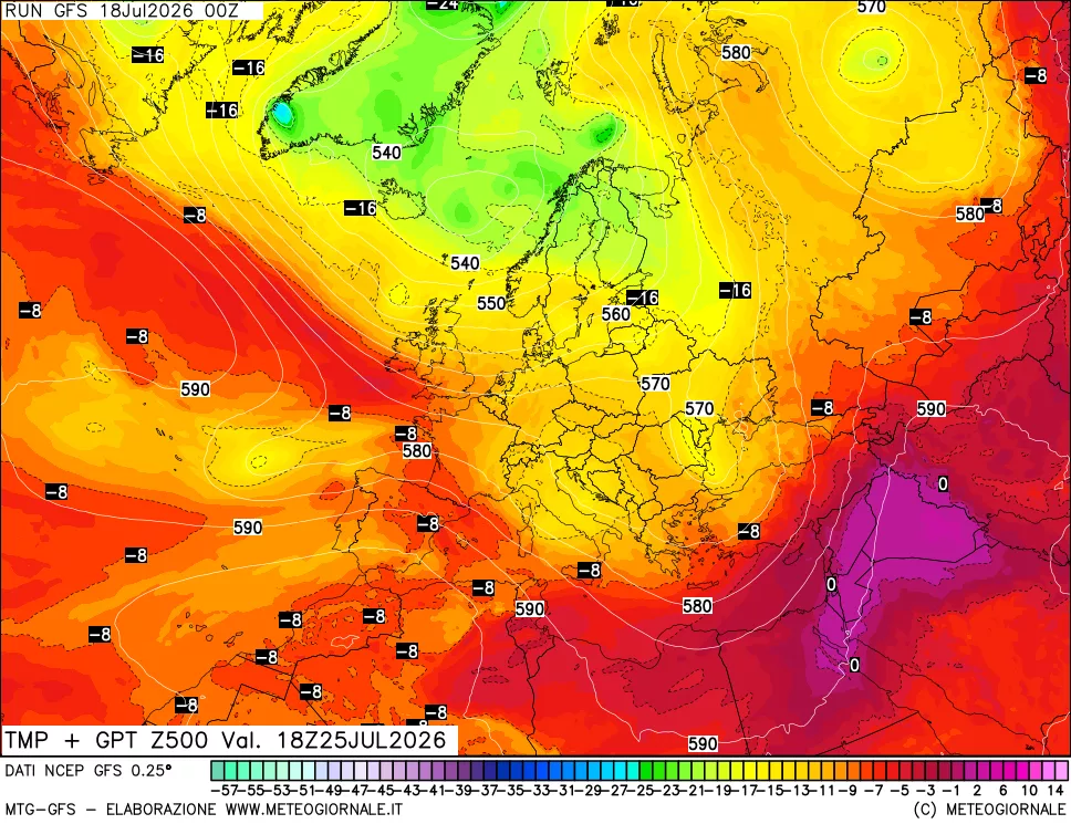 mappa 500 hPa Temp + GPT