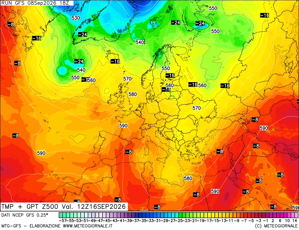 mappa 500 hPa Temp + GPT
