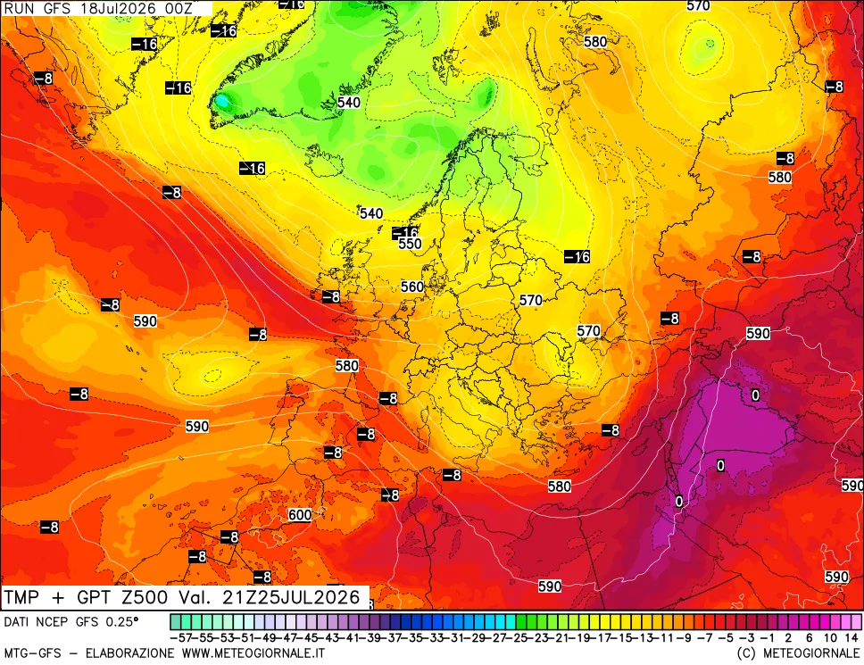 mappa 500 hPa Temp + GPT
