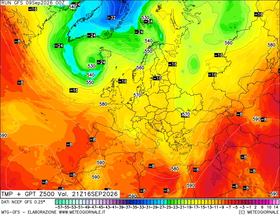 mappa 500 hPa Temp + GPT