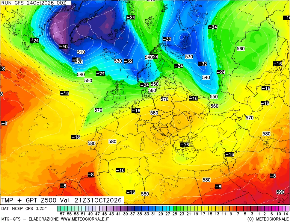 mappa 500 hPa Temp + GPT
