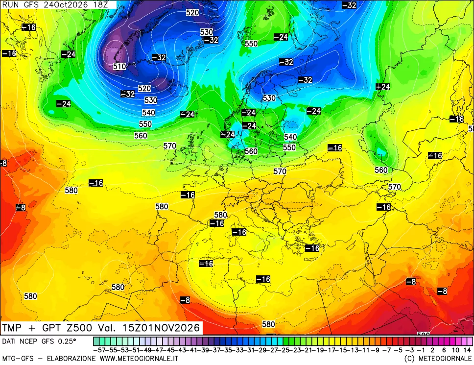 mappa 500 hPa Temp + GPT