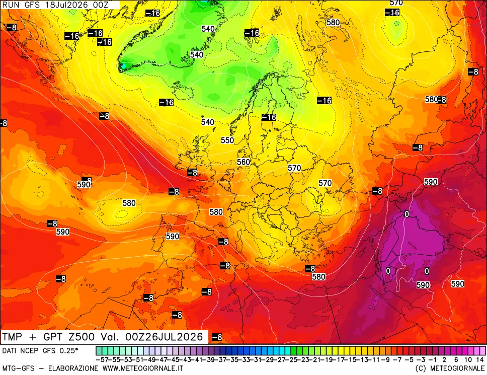mappa 500 hPa Temp + GPT