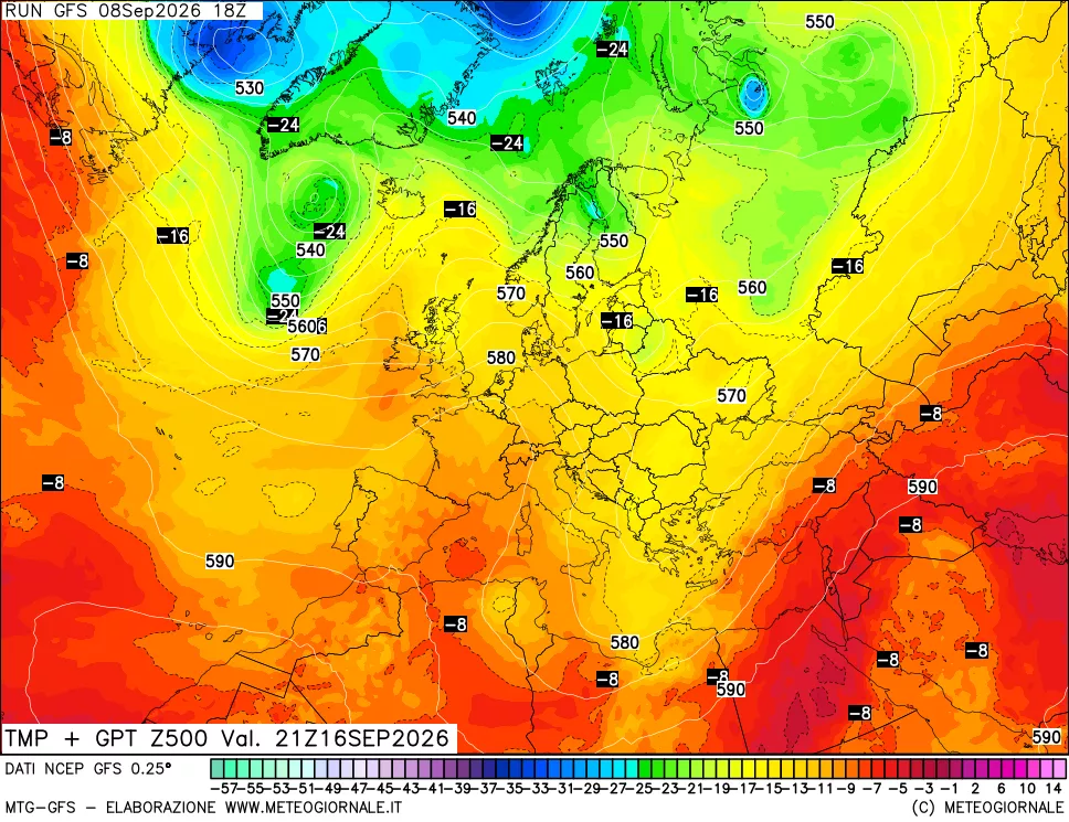 mappa 500 hPa Temp + GPT