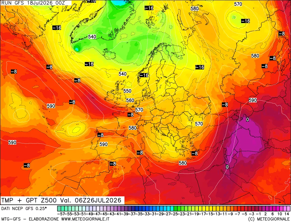 mappa 500 hPa Temp + GPT