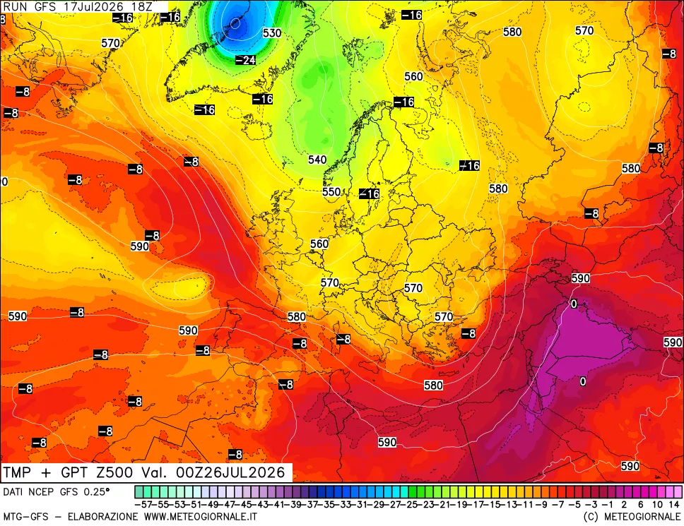 mappa 500 hPa Temp + GPT