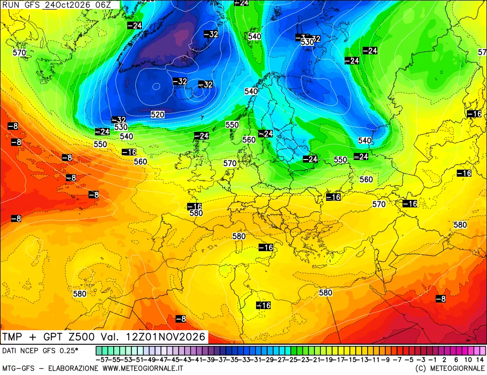 mappa 500 hPa Temp + GPT