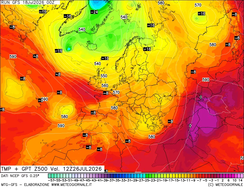 mappa 500 hPa Temp + GPT