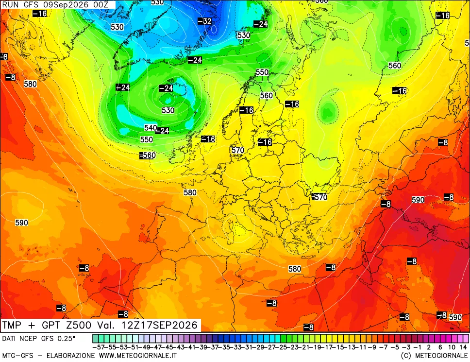 mappa 500 hPa Temp + GPT