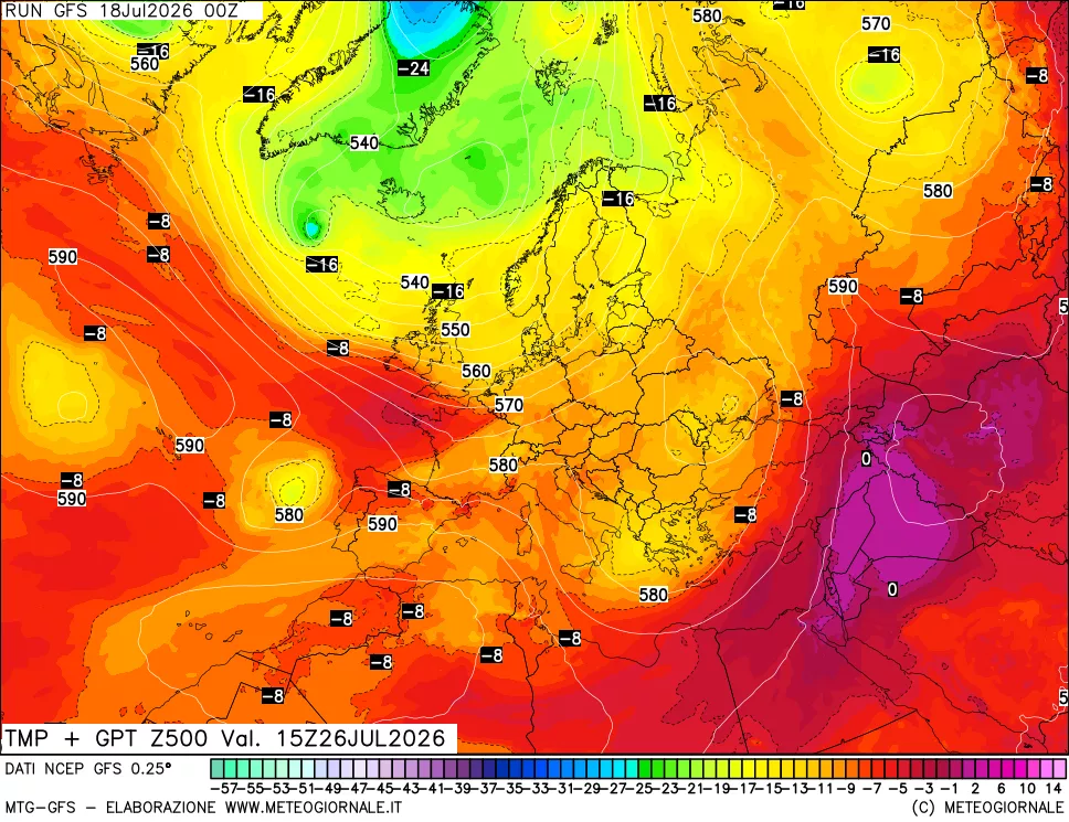 mappa 500 hPa Temp + GPT