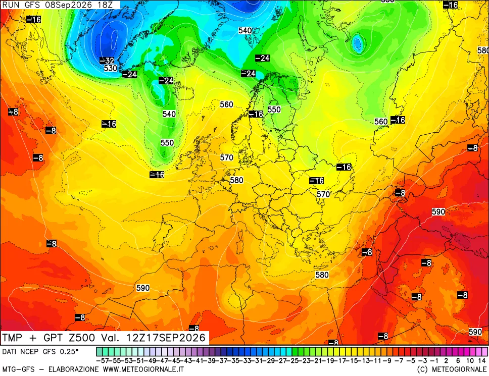 mappa 500 hPa Temp + GPT