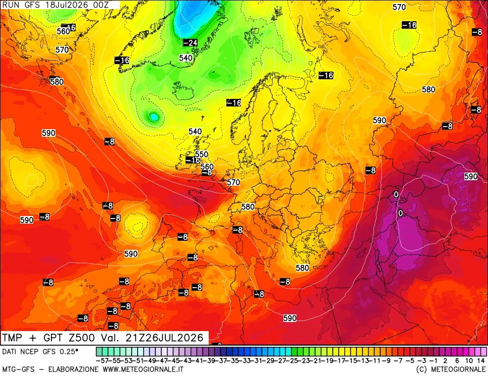 mappa 500 hPa Temp + GPT