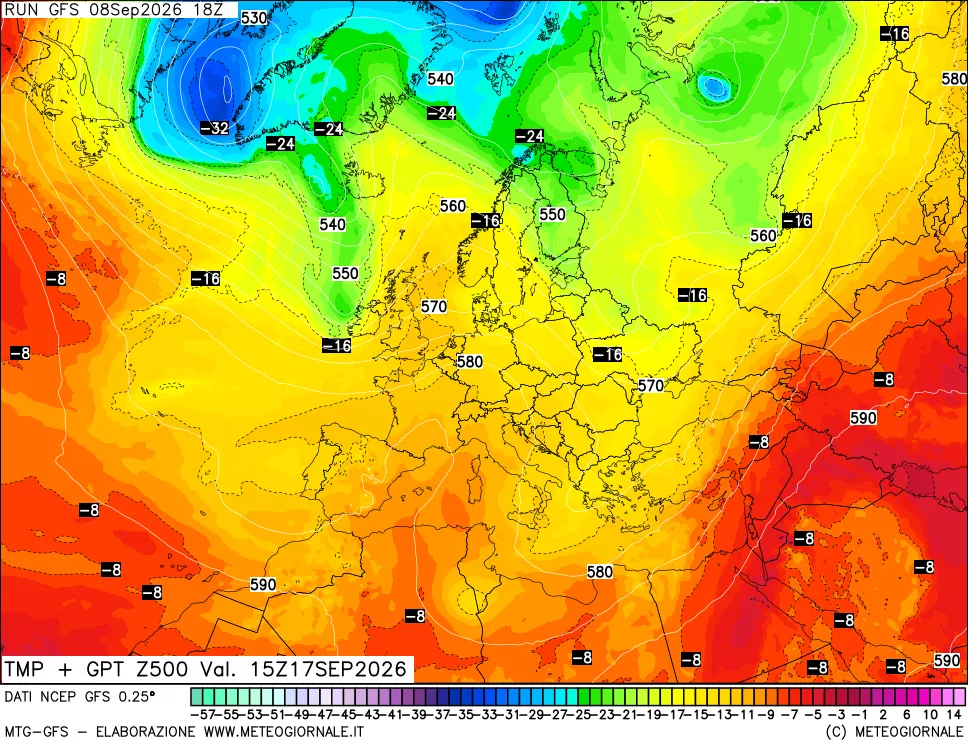 mappa 500 hPa Temp + GPT