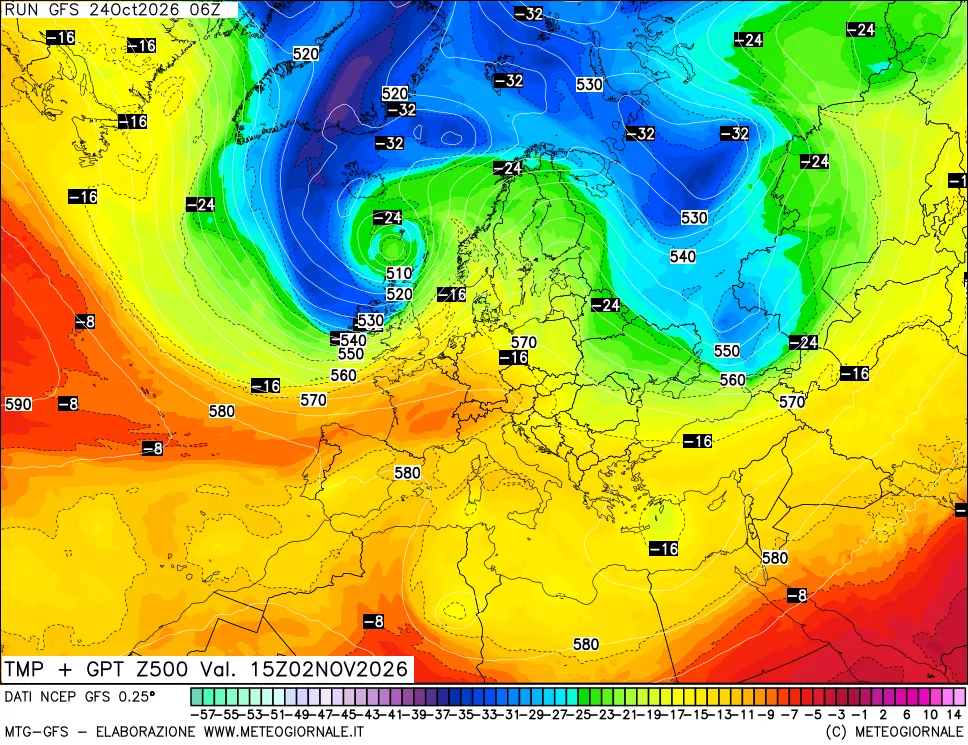 mappa 500 hPa Temp + GPT