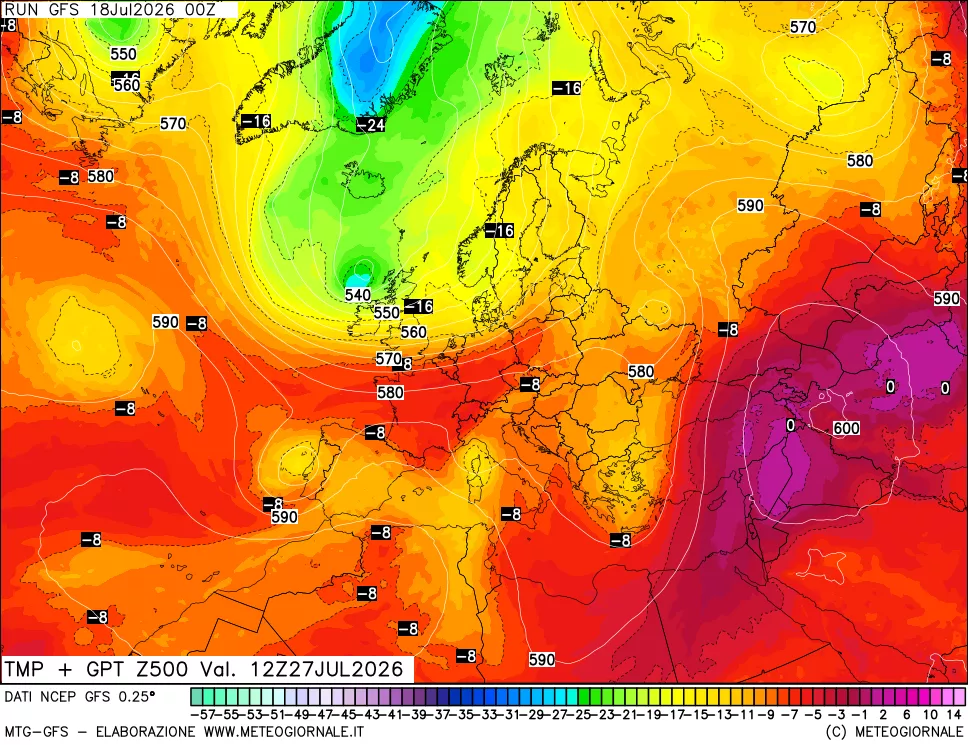 mappa 500 hPa Temp + GPT